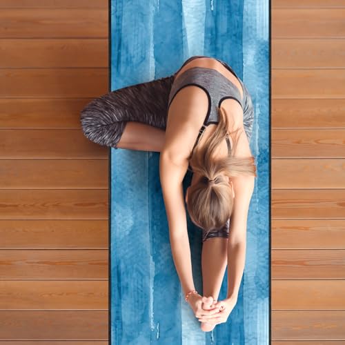 QiyI Hot Yoga Towel with Grip Dots, Non Slip, 70"x26", Blue Tie Dye - color: Blue Tie Dye, size: 70"x26"