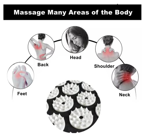 Acupressure Massage Pillow Acupuncture Massager for Neck Back Head Pain Relief,Black - color: Black