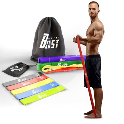 Resistance Bands for Men – Set of 10 - Long Exercise Bands Resistance for Home Workouts, Physical Therapy & Strength Training