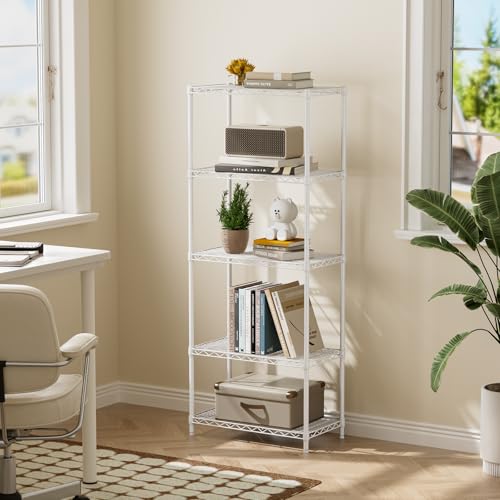 Golpart 5Tier Adjustable Storage Shelves Metal Wire Shelving Standing Shelf - color: White, size: 5-tier-12"Dx22"Wx59"H