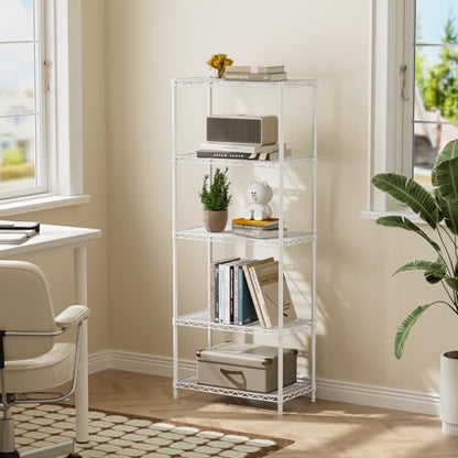 Golpart 5Tier Adjustable Storage Shelves Metal Wire Shelving Standing Shelf - color: White, size: 5-tier-12"Dx22"Wx59"H