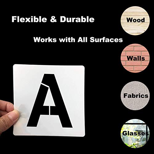 Alphabet Letter and Number Stencils 7 Inch - 40 Pack Large Letters and Numbers Stencil Templates with Signs for Painting on Wood, Reusable Letter Stencils for Chalkboard Signs & Wood Wall Art - size: 7 Inch