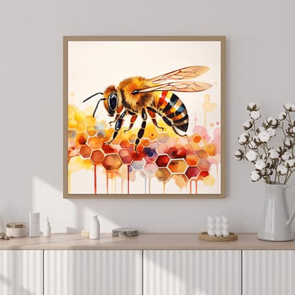 Artunion Framed Paint by Numbers Kit for Adults Beginners & Kids Ages 8-12,Bee Paint by Number with Frame,Watercolor Paint by Numbers Kit on Canvas 10 * 10 Inch Without Easel - color: ZXT-400-F