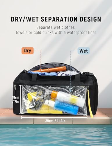 SKYSPER 30L Gym Duffel - Sports Bag Small with Wet Pocket for Sport, Travel, Fitness & Workout Men Women(Black)