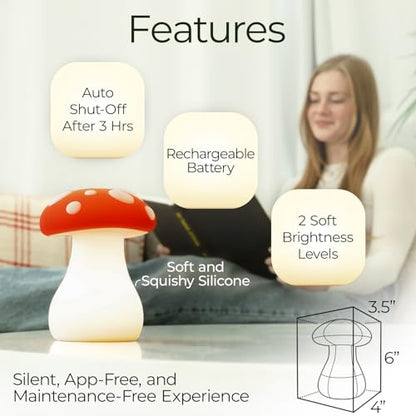 Mindsight 'Breathing Buddha' Guided Visual Meditation Tool for Mindfulness | Slow Your Breathing & Calm Your Mind for Stress & Anxiety Relief | Perfect for Adults & Kids | USB Rechargeable - size: Mushroom
