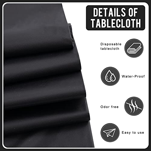 Eleclassi Black 12 Pack Premium Round Disposable Plastic Tablecloth - 84 Inch Round Plastic Table Cloths for Parties - color: Black, size: 12 Pack Round