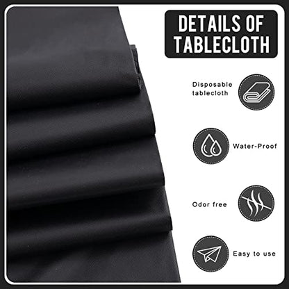 Eleclassi Black 12 Pack Premium Round Disposable Plastic Tablecloth - 84 Inch Round Plastic Table Cloths for Parties - color: Black, size: 12 Pack Round