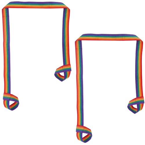 1 Box 2Pcs Adjustable Roller Skate Leash Rainbow Stripe Yoga Mat Transport Strap Sling Colorful Wide Holder Thick Straps Shoulder Polyester Carrier Set for Carrying Snowboard Boots Man Woman - size: 1.46 Inch, style: Jacquard