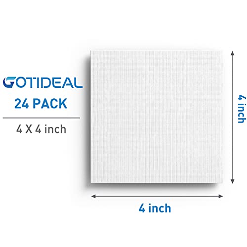 Canvases for Painting, 4x4 inch of 24 Pack, 100% Cotton | Professional Primed White Blank Flat Canvas Panels, Artist Canvas Boards for Acrylics Painting, Oil Watercolor Tempera - size: 4"x4"