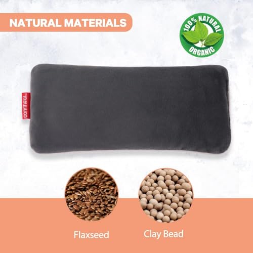 Unscented Weighted Eye Pillow for Yoga, Relaxation | Microwavable Moist Heat Eye Compress Mask with Washable Cover for Meditation, Yoga, Spa, Sleeping, Migraine Relief - color: Gray (No Scent Added)