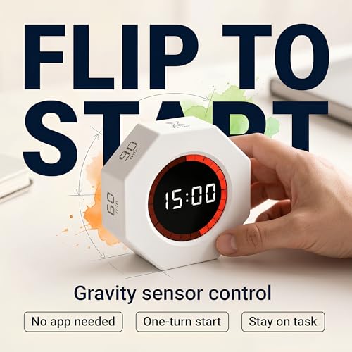 Multi-Function Electronic Timer, Learning Management - USB-C Rechargeable Flip Timer with Presets, Silent Mode & Vibration - Ideal for ADHD, Pomodoro, Classroom, Kids, Kitchen & Chess Clock