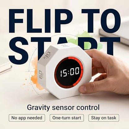 Multi-Function Electronic Timer, Learning Management - USB-C Rechargeable Flip Timer with Presets, Silent Mode & Vibration - Ideal for ADHD, Pomodoro, Classroom, Kids, Kitchen & Chess Clock