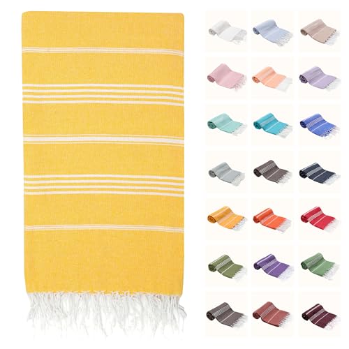 PARK & OZ Turkish Beach Towel – Oversized 100% Cotton, Quick-Dry, Absorbent, Sand-Free Blanket 72x40 – XL, Lightweight Pool Towel for Adults, Women, Men – Sand Resistant & Perfect Travel (Yellow) - color: Yellow