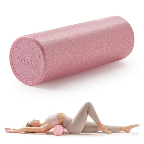 Sunny Health & Fitness 12" Pink High-Density Yoga Foam Roller | Muscle Relief, Physical Therapy, Post-Workout Recovery, Improved Flexibility, Home, Gym, Rehab Use, Full-Body Use - color: Pink, size: 12-Inch