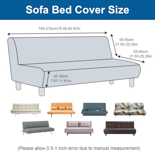 MIFXIN Armless Sofa Cover Futon Slipcover Stretch Elastic Soft Folding Sofa Bed Non-Armrest Couch Furniture Protector Spandex Printed Washable Sofa Cover Without Armrests (Leaves-A) - color: Leaves-a