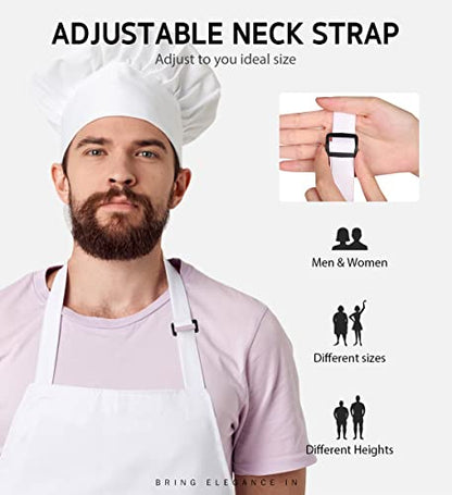 Syntus Apron for Men Women, Adjustable Cooking Kitchen Apron with 2 Pockets | Machine Washable, Firm Stitching, Stain Resistance, Long Tie Straps, 2 Pockets, Versatility, Unisex Use, Gift, BBQ - color: Basic White, style: 2 Polyester