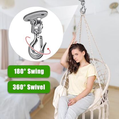 SELEWARE Heavy Duty Ceiling Mount Swing Hanger with 360 Degree Swivel - color: Silver Swing Hanger Hook