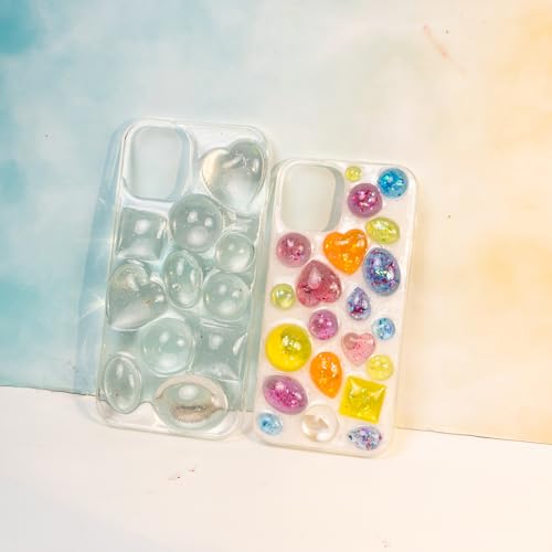 FUNSHOWCASE Cabochon Gem Silicone Mold 2 Trays for Resin Casting Jewelry Making - color: 176 Cavities 38 Designs