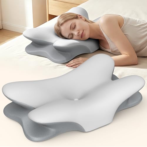 Cervical Neck Pillow for Pain Relief - Ergonomic Memory Foam Pillows - color: Grey