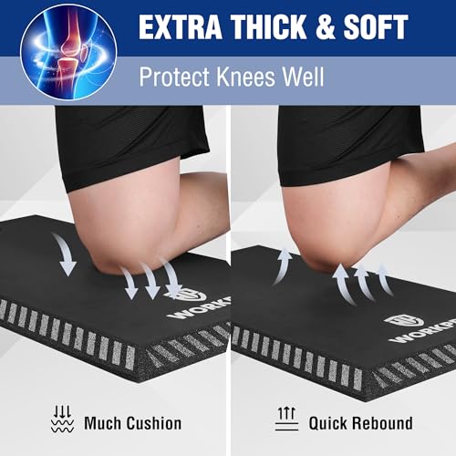WORKPRO Extra Thick Kneeling Pad, Black, 28 x 16 x 1.2in | Soft NBR Foam Knee Cushioning, Extra Large Foam Kneeler Mat, Suitable for Auto-Repair, Gardening, Workout Supplies - color: Black