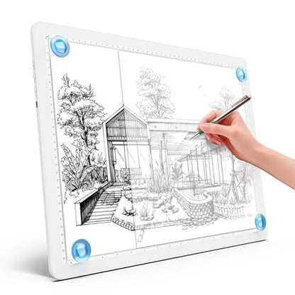 Heanolier A3 Artist tracing Light Box Copy Table,(18.2" L x 13.4" W) Super Bright Magnetic Light Pad with Side Buttons,USB-C Power Dimmerable Light Board for Diamond Painting,Drawing,Sketching(White) - color: White, size: A3 without Bag