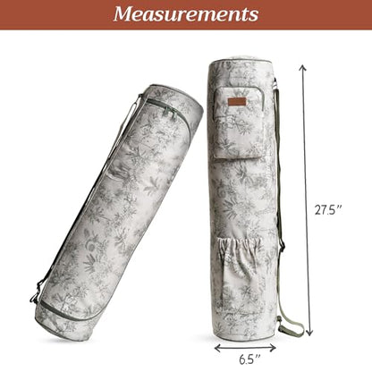 Maison d' Hermine Yoga Mat Duffle Bag Gym Tote Yoga Mat Carry Bag | Cylindrical bag for Woman Men Gifts Adjustable shoulder straps with Drawstring Water Bottle Pocket and zipper pocket - color: Savana Jouy, style: Yoga Mat Carry Bag