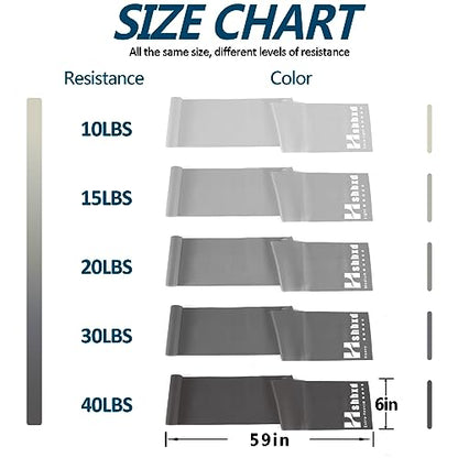 Resistance Bands Set for Physical Therapy, Rehab, Yoga and Pilates - color: Gradient Gray 10-115lbs