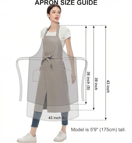 Pottery Apron Split Leg,100% Cotton Artist Apron 3 Pockets for Women Men,Ceramics Clay - color: Light Grey, size: 39" long