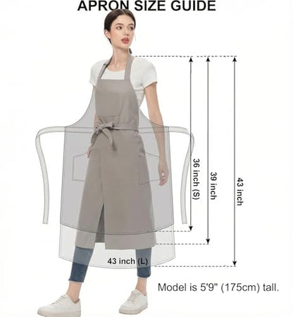 Pottery Apron Split Leg,100% Cotton Artist Apron 3 Pockets for Women Men,Ceramics Clay - color: Light Grey, size: 36" long