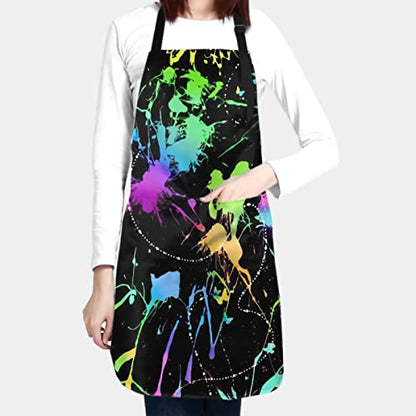 Giwawa Unisex Adult Apron Waterproof Stain Resistant Kitchen Cooking Apron with 2 Pockets for BBQ Grill Painting - color: Black Oil Paint