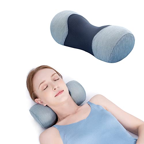 Bespilow Small Neck Roll Pillow for Sleeping, Neck Pillows for Pain Relief - color: 1 Pillow +1 Pillowcase (Grey)