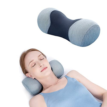 Bespilow Small Neck Roll Pillow for Sleeping, Neck Pillows for Pain Relief - color: 1 Pillow +1 Pillowcase (Grey)