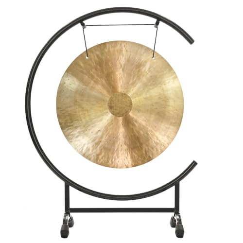 16" Chinese Gongs on High C Stand - Includes Gong, Mallet & Gong Stand/Easy to Assemble Metal Stand/Great for Small Spaces - size: 16" Wind Gong