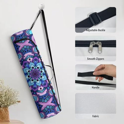 Yoga Mat Bag Portable Yoga Mat Holder with Adjustable Strap Lighweight Gym Tote Bag with Handle - color: Boho Mandala