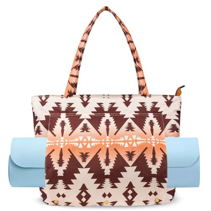 Yoga Mat Bag Yoga Bags and Carriers Fits All Your Stuff Yoga Tote Bag with Zipper Pocket Yoga Mat Carrier Pilates Bag Take in Out Mat Easily - color: Boho Camel