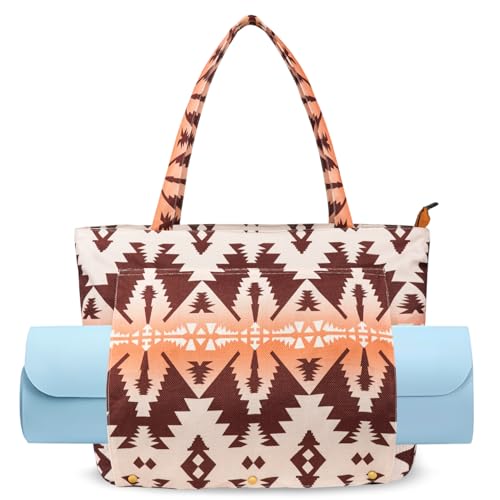 Yoga Mat Bag Yoga Bags and Carriers Fits All Your Stuff Yoga Tote Bag with Zipper Pocket Yoga Mat Carrier Pilates Bag Take in Out Mat Easily - color: Boho Camel