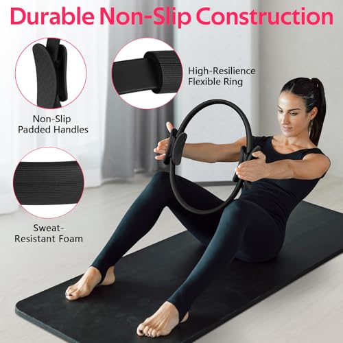 WALITO Home Pilates Kit for Women,Pilates Ring Set with Magic Circle,Resistance Bands,Figure 8 Workout Bands,Mini Ball, Compact Toning Fitness Essentials Starter Set Accessories Gift - color: BLACK SET
