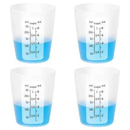 4Pcs Silicone Resin Mixing Measuring Cups 250ml / 8oz for Resin Supplies, Easy-to-Read Black Marks, Non-Stick Reusable Silicone Pouring Cups for Epoxy Mixing - size: 4*250ml (Black Marks)