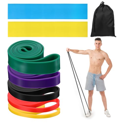 8pcs Pull Up Assistance Bands Set 5pcs Resistance Bands for Men | 2pcs Thin Pull Up Band, Cloth Bag, Gym Exercise Workout Band, Working Out, Stretching, Physical Therapy, Muscle Training