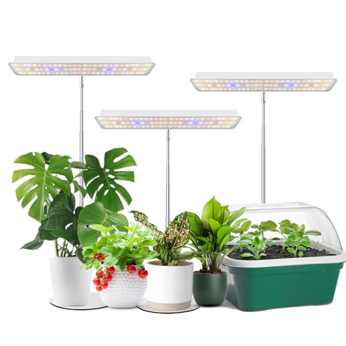 Wiaxulay Grow Lights for Indoor Plants,11in Full Spectrum Plant Light 5V/3A | 78LEDs Grow Lamp with Auto Timer 6/12/16 Hrs, 3 Lighting Modes, 5 Dimmable Levels, Height Adjustable 7.8"-26" for Seedling - size: 3 Pack(White)