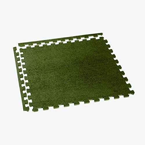 We Sell Mats 3/8 Inch Thick Interlocking Foam Carpet Tiles Durable Carpet Squares Anti Fatigue Support for Home Office or Classroom Use - color: Olive, style: 48 Square Feet (12 Tiles)