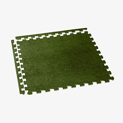 We Sell Mats 3/8 Inch Thick Interlocking Foam Carpet Tiles Durable Carpet Squares Anti Fatigue Support for Home Office or Classroom Use - color: Olive, style: 16 Square Feet (4 Tiles)