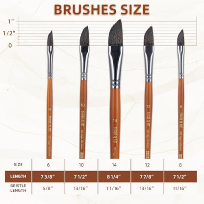 5 Pcs Dagger Watercolor Paint Brush Set | Pinstriping Striper Long Liner Brushes for Acrylic, Oil, and Gouache Painting - style: Dagger