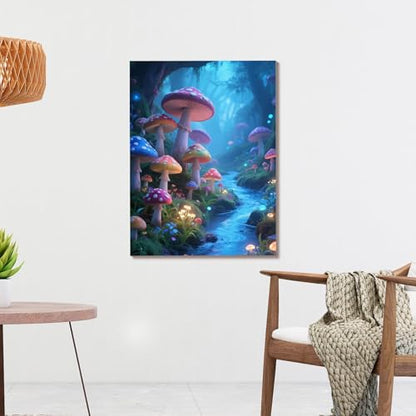 Muzagroo Paint by Numbers Oil Painting Kits for Adults DIY Mushroom Oil Painting for Beginners Hand Crafts Kits with Brushes and Acrylic Paints 16x20 inches (Mushroom) - color: Mushroom