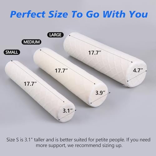Cozyhealth 3.1" H Small Cervical Roll Pillow, Medium Soft Memory Foam Neck Round Pillow Cylinder Bolster Pillow for Sleeping, Round Neck Support for Bed, Legs, Back and Yoga (White, Small - 3.1" H) - color: White, size: Small - 3.1" H