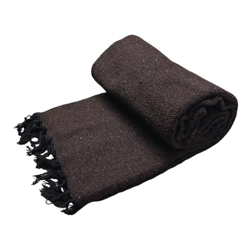 Open Road Goods Solid Color Mexican Yoga Blanket – Large Handwoven Throw for Yoga, Beach, Camping or Home – Soft and Durable Cotton Blend - color: Dark Brown