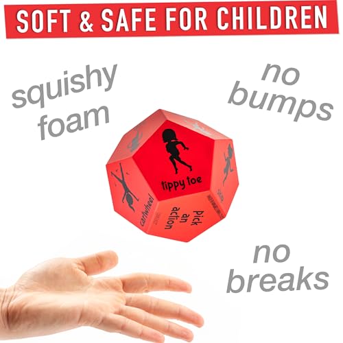 Exercise Dice for Kids, 12-Sided Soft Foam Active Movement Game - color: Red