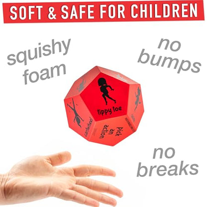 Exercise Dice for Kids, 12-Sided Soft Foam Active Movement Game - color: Red