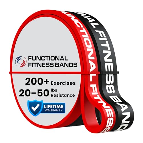Pull Up Assist Bands Set by Functional Fitness. Heavy Duty Resistance and Assistance Training Band - color: Combo Pack - #2 Red and #3 Black
