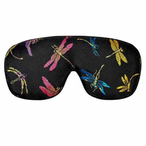 Handmade Opulence Yoga Eye Pillow - Weighted Flaxseed Fill, Lavender Aromatherapy, Satin & Velvet, Adjustable Strap - Ideal for Meditation & Restful Sleep - Dragonfly Nite - TEMFL-DF - color: Dragonfly Nite